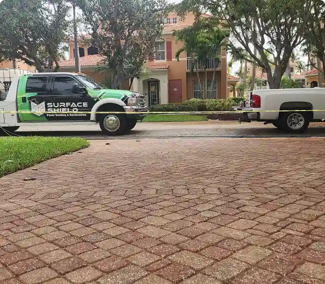 Surface Shield company truck used for paver maintenance services in Punta Gorda, Charlotte, and Sarasota Counties